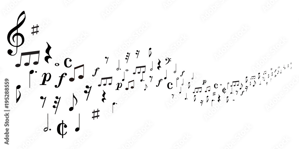 Fototapeta premium 音符 楽譜 シルエット 背景