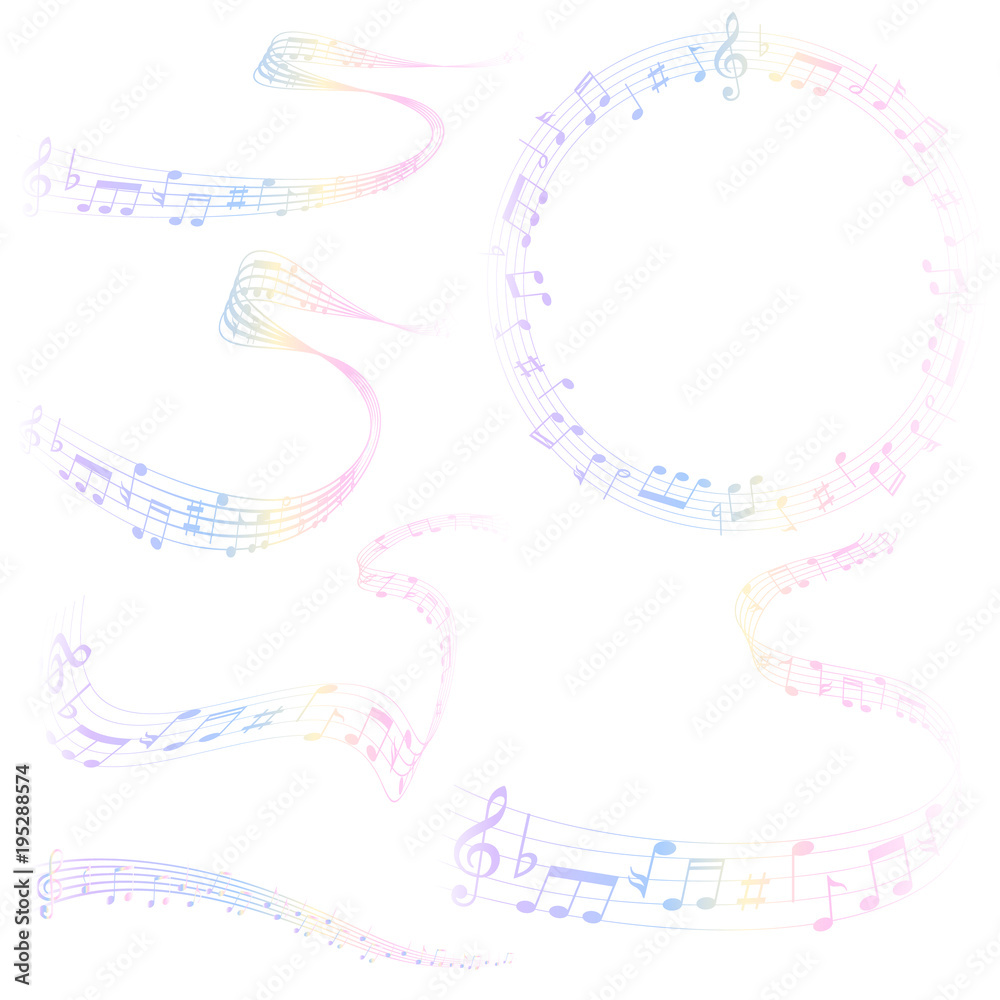 Fototapeta premium 音符 楽譜 カラフル 背景