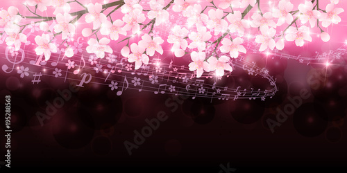 音符　楽譜　桜　背景