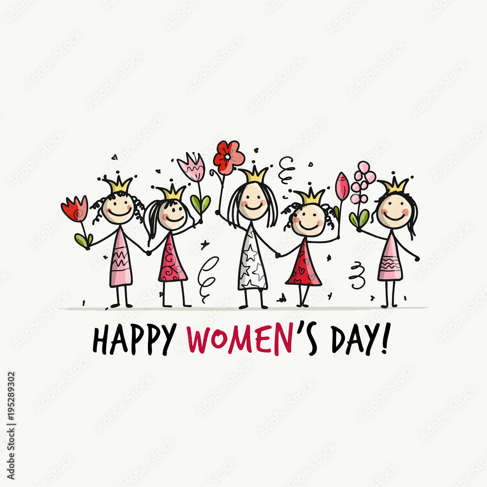 8 march, international women's day. Pretty girls with flowers for your design 8 march, international women's day. Pretty girls with flowers for your design