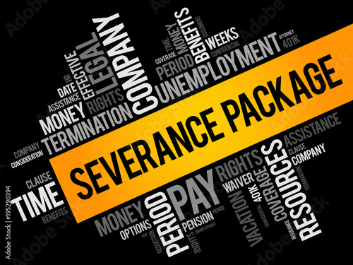 Severance package word cloud collage , social concept background
