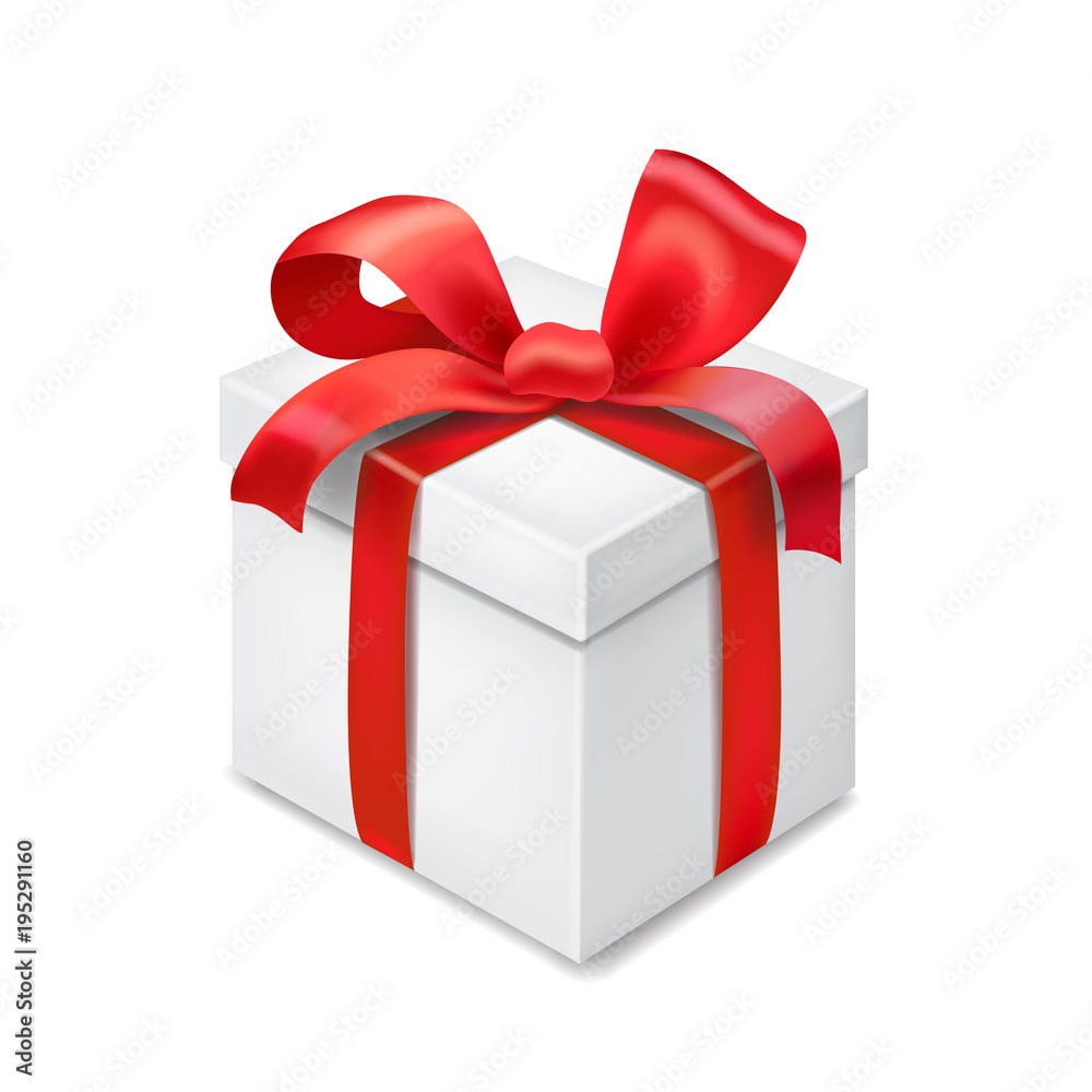 Gift box with red ribbon bow isolated on transparent background Stock  Vector | Adobe Stock