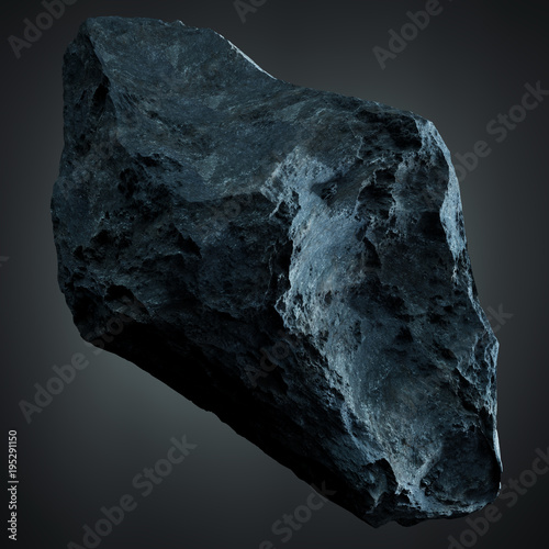 Fototapeta Naklejka Na Ścianę i Meble -  Dark rock asteroid isolated 3D rendering