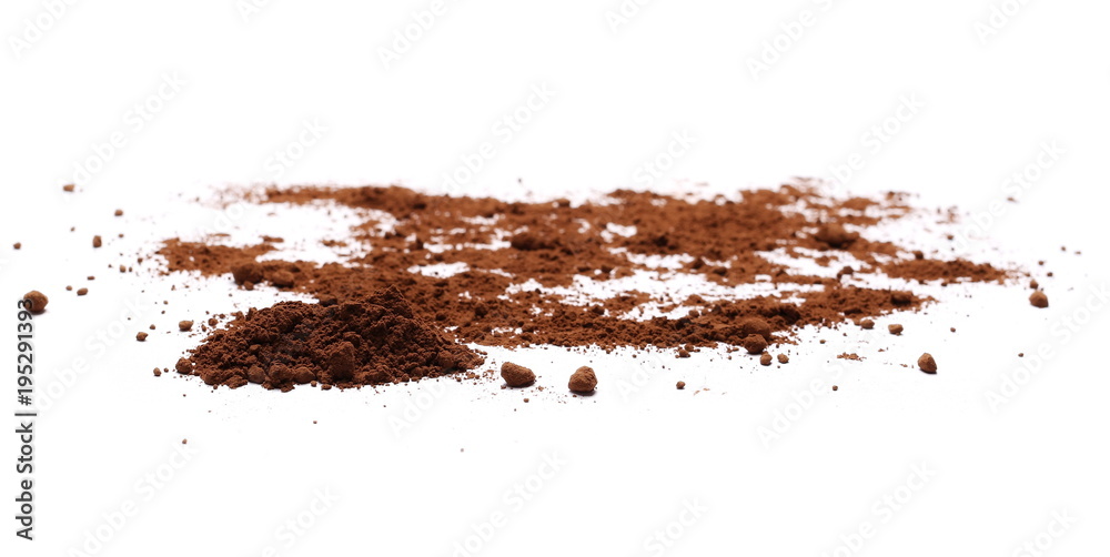 Cocoa powder pile isolated on white background Cocoa powder pile isolated on white background
