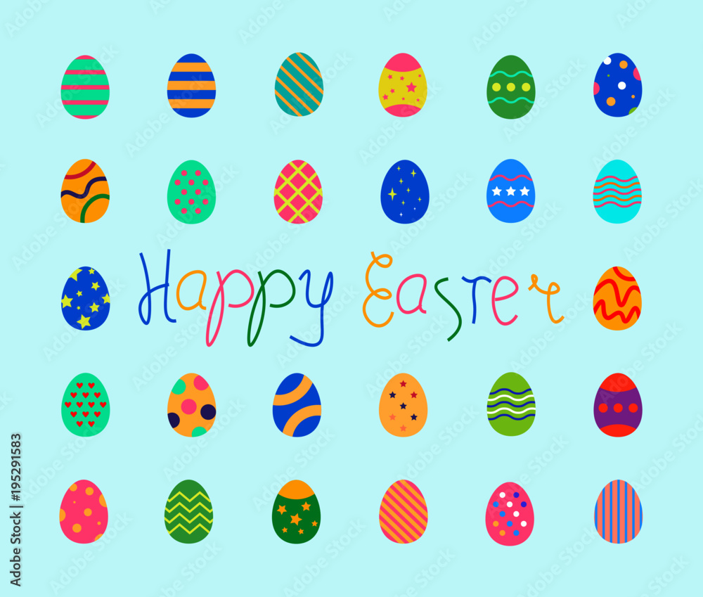 Easter eggs icon set. Vector Illustration