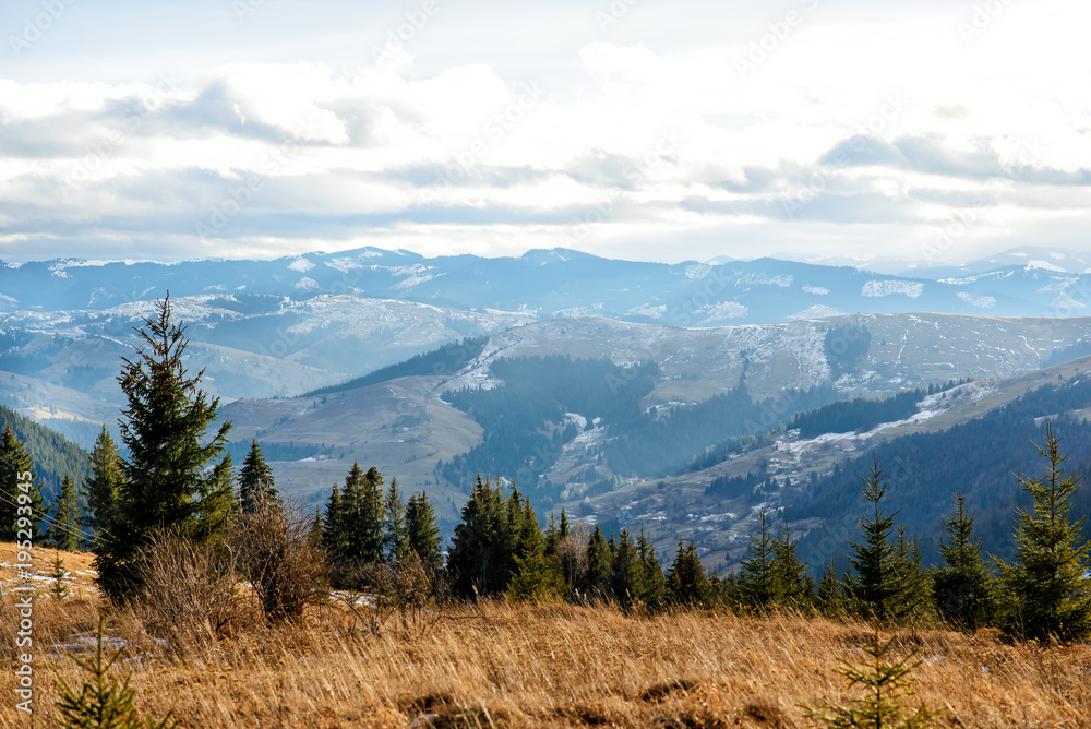 Scenic winter view on top of the Carpathian mountain Scenic winter view on top of the Carpathian mountain