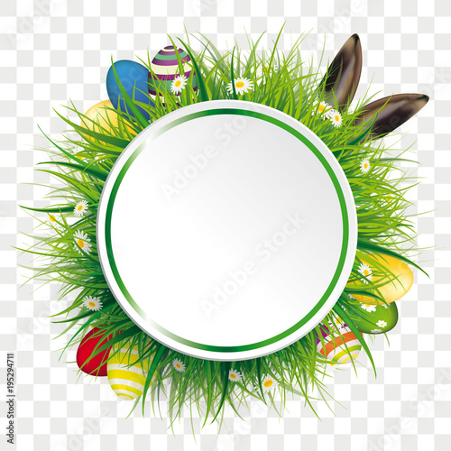 Easter Eggs Hare Ears Circle Label Transparent