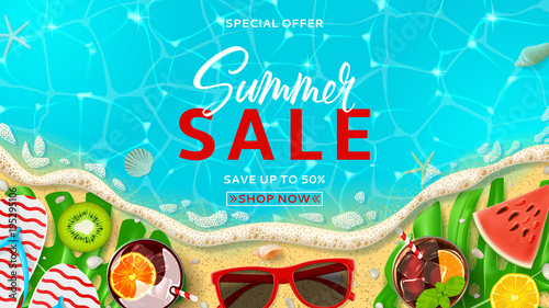 Summer sale promo web banner template