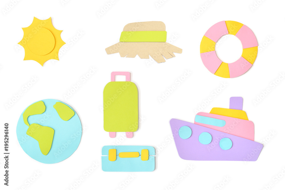 Cruise travel design element paper cut on white background - isolated Cruise travel design element paper cut on white background - isolated