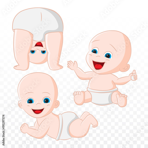  Set Of Cute Little Babies Vector Illustration Isolated