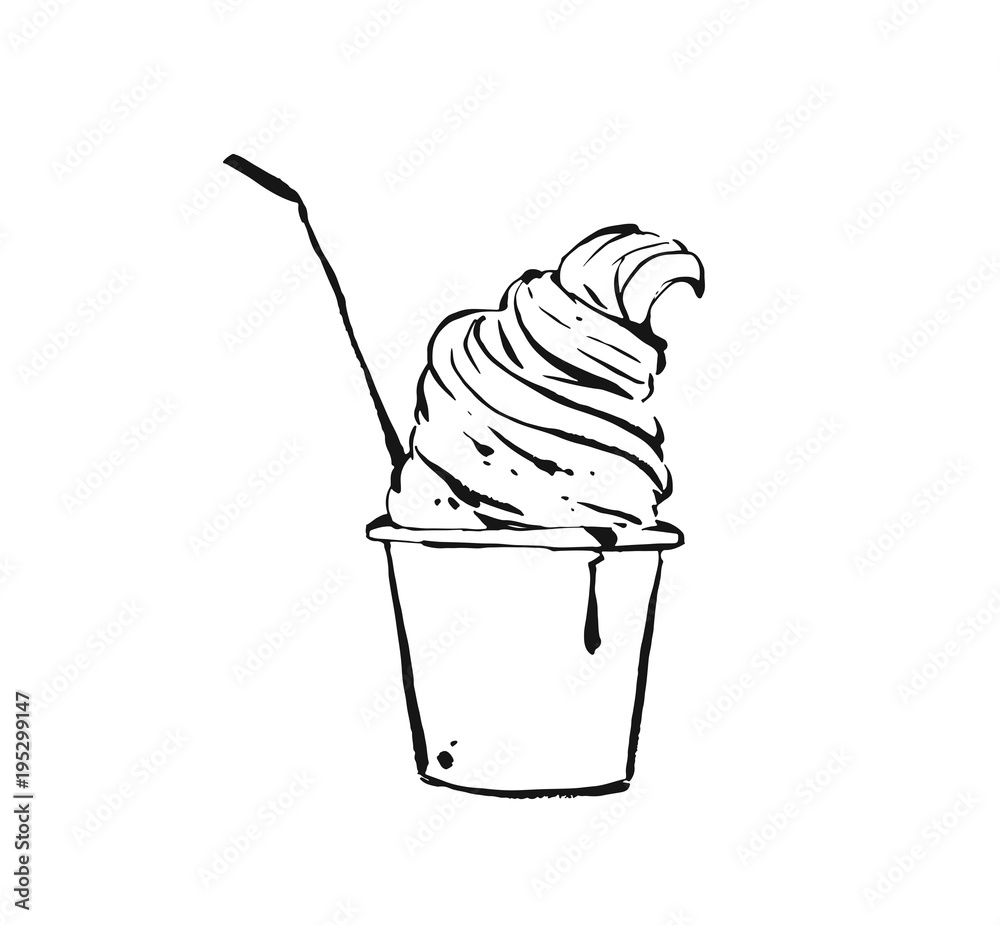 A handdrawn colored sketch of a waffle cone with ice cream Vintage  illustration Element for the design of labels packaging and postcards  22113384 Vector Art at Vecteezy