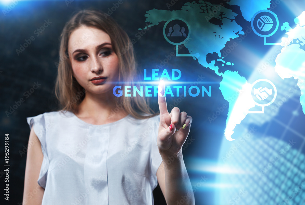 The concept of business, technology, the Internet and the network. A young entrepreneur working on a virtual screen of the future and sees the inscription: Lead generation The concept of business, technology, the Internet and the network. A young entrepreneur working on a virtual screen of the future and sees the inscription: Lead generation
