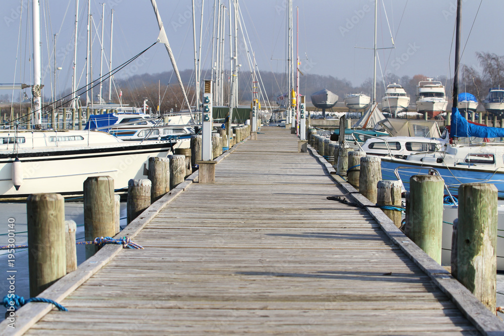 Marina and wooden pier.   ( Holbaek- Denmark ) 