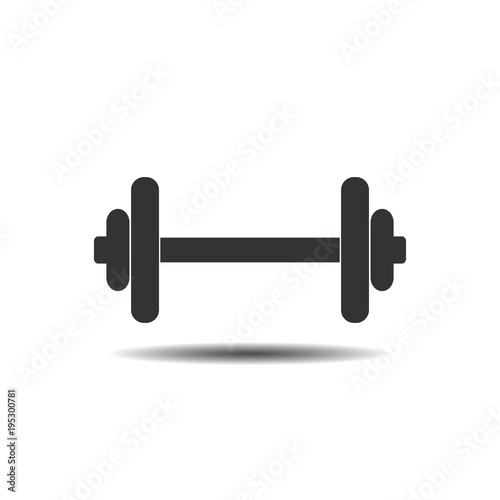Dumbbell icon, barbel icon. Fitness sign. Vector illustration. Flat design. 