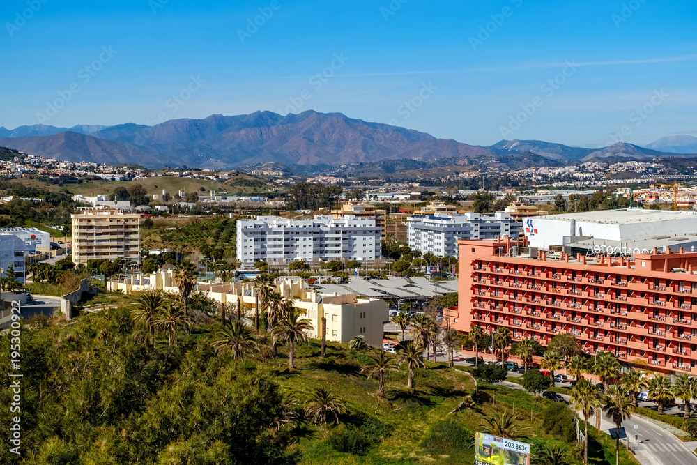 Panoramic view over the Fuengirola city, province of Málaga, Andalusia region, Spain.