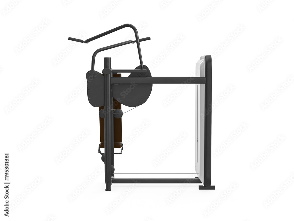 Multifunctional gym machine, right view isolated on white background. 3D Rendering, Illustration.