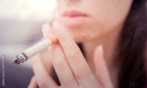 Woman Smoking Cigarette photo