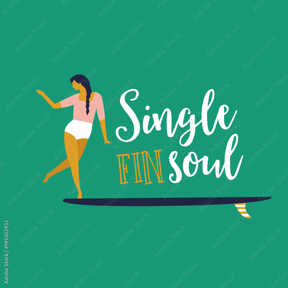 Surfer girl doing cross step on a longboard illustration. Text quote  surfing Stock Vector | Adobe Stock
