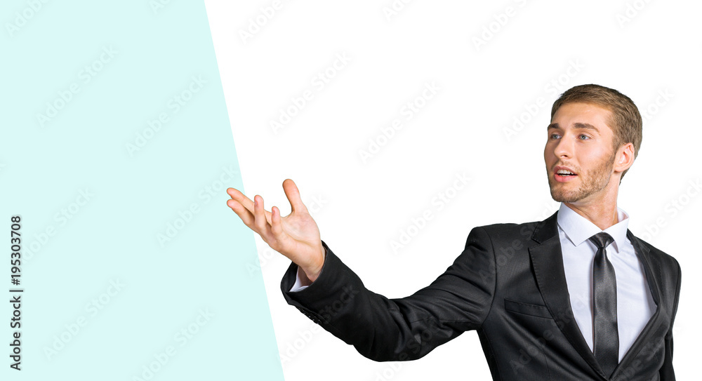 Young Businessman singing as if in microphone Young Businessman singing as if in microphone