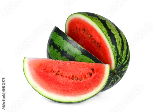 watermelon with slices isolated on white background