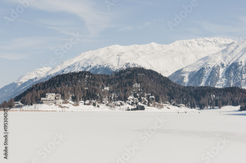 St. Moritz, Engadin, Oberengadin, St. Moritzersee, Muottas Muragl, Schafberg, Aussichtsberg, Alpen, Graubünden, Statzerwald, Winter, Wintersport, Schweiz