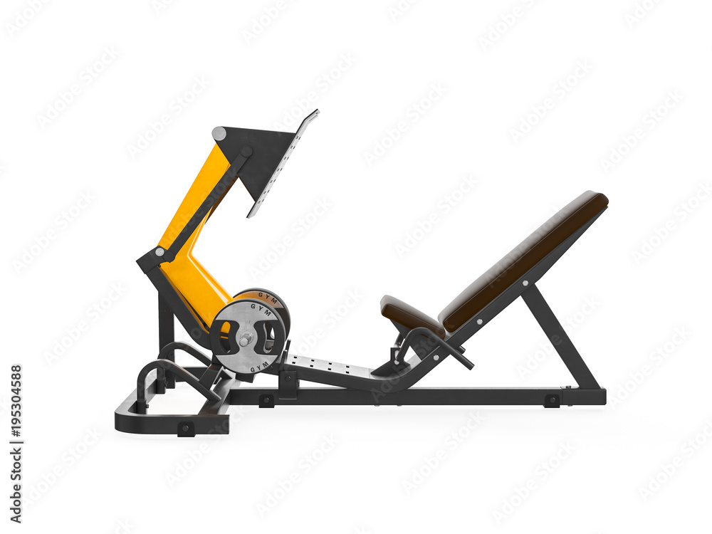 Multifunctional gym machine, left view isolated on white background. 3D Rendering, Illustration.