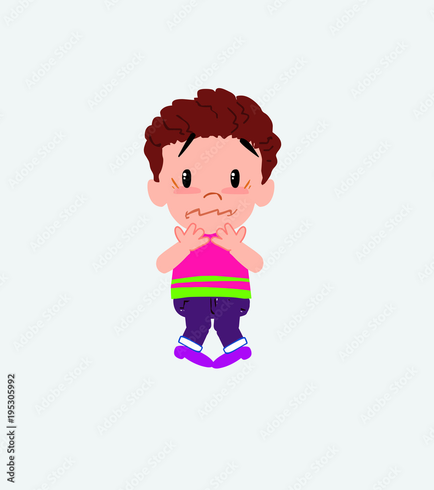 Boy in shirt shrugged in fear. Boy in shirt shrugged in fear.