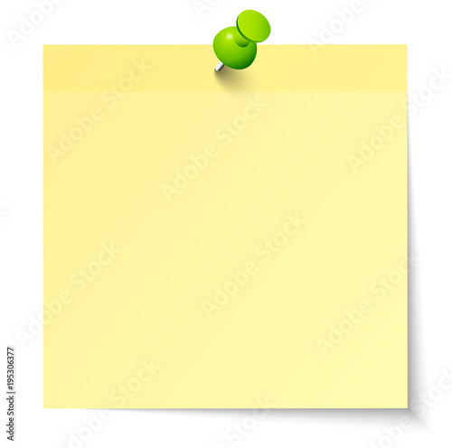 Yellow Stick Note & Green Pin