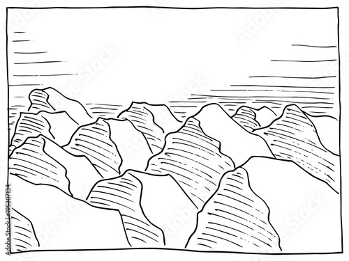 handgezeichnete Felslandschaft 