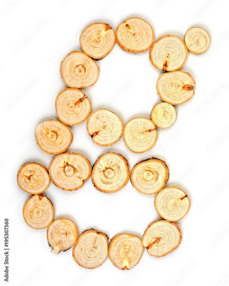 Alphabet letters made from Wood slice on white Background.g Alphabet letters made from Wood slice on white Background.g