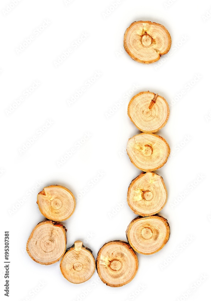 Alphabet letters made from Wood slice on white Background.j Alphabet letters made from Wood slice on white Background.j
