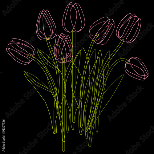 Vector illustration with flower pot and tulip