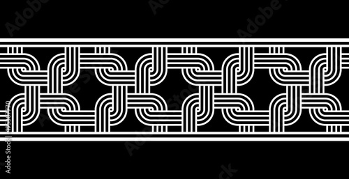 Vintage seamless horizontal border. Black and white