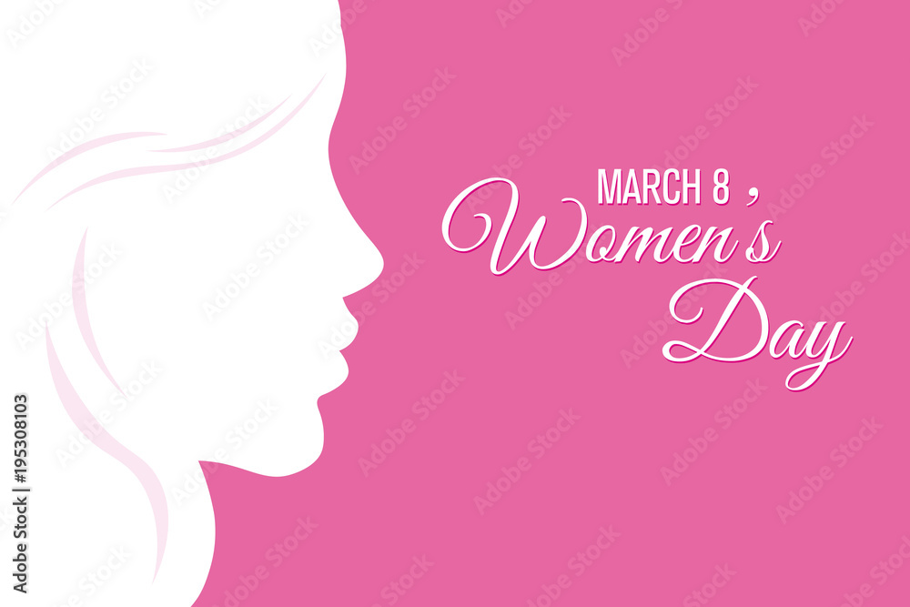 poster happy women's day. Silhouette face woman and space for text. 