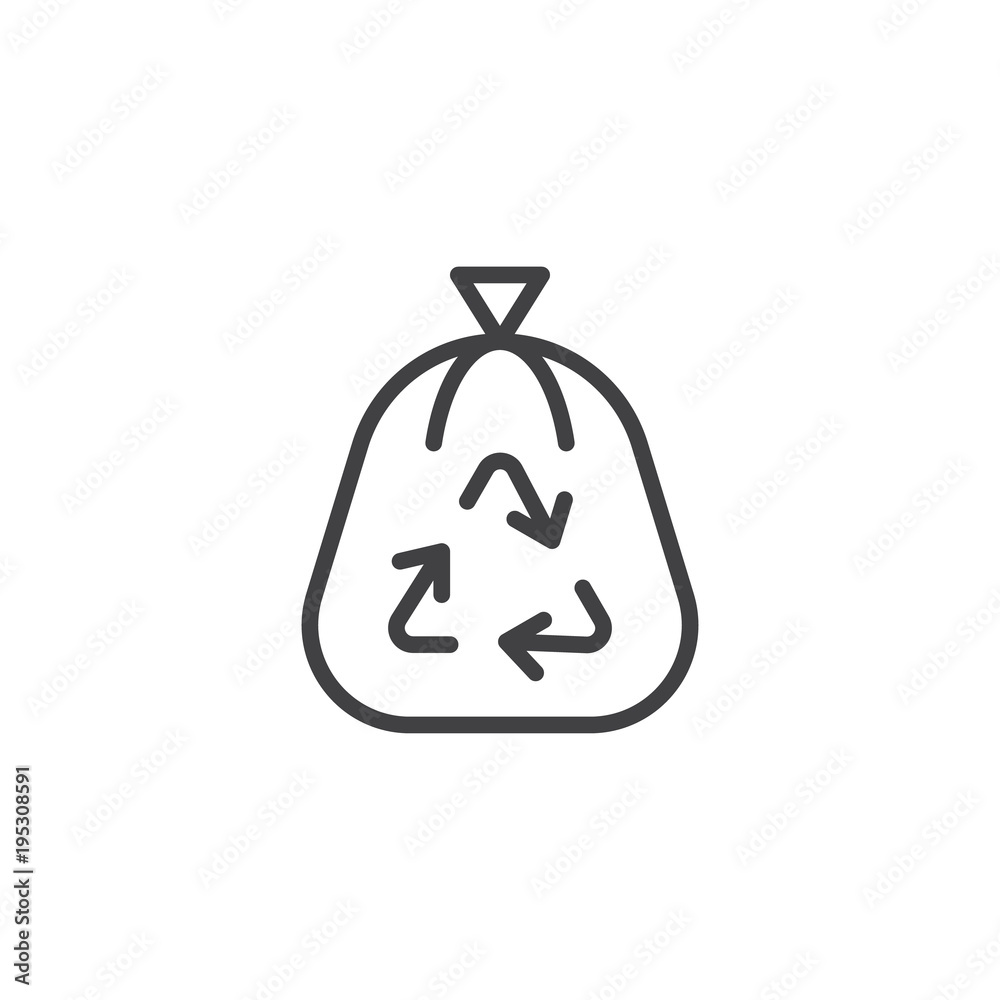 Trash bag outline icon. linear style sign for mobile concept and web