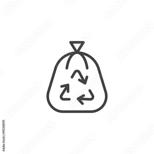 Trash bag outline icon. linear style sign for mobile concept and web design. Recycling garbage bag simple line vector icon. Symbol, logo illustration. Pixel perfect vector graphics