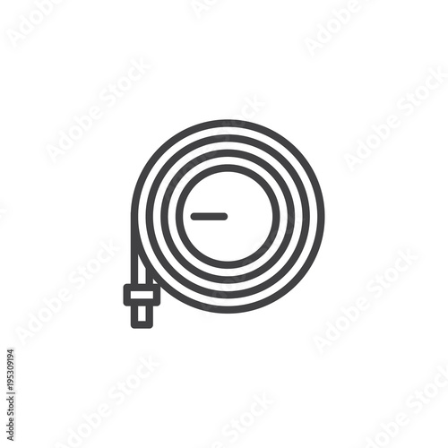 Watering hose outline icon. linear style sign for mobile concept and web design. Hosepipe simple line vector icon. Symbol, logo illustration. Pixel perfect vector graphics