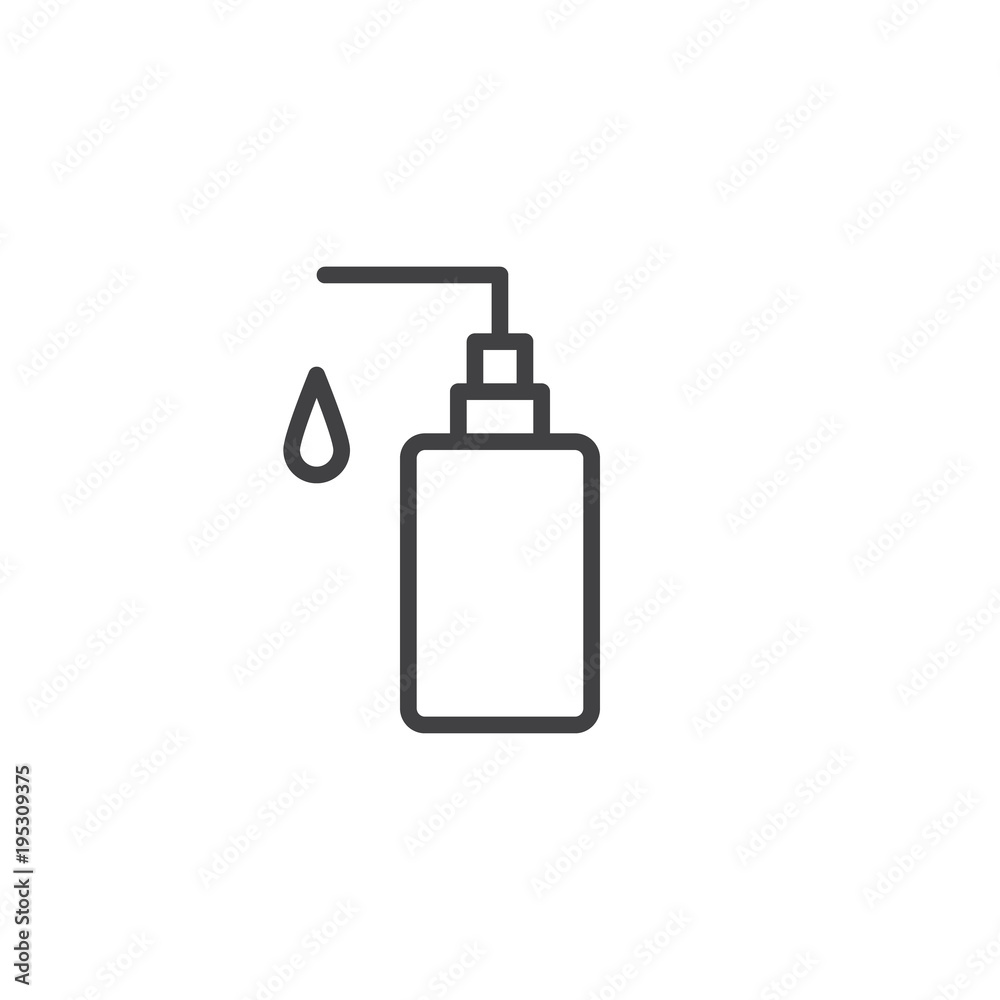 Hand soap outline icon. linear style sign for mobile concept and web design. Liquid soap bottle simple line vector icon. Symbol, logo illustration. Pixel perfect vector graphics