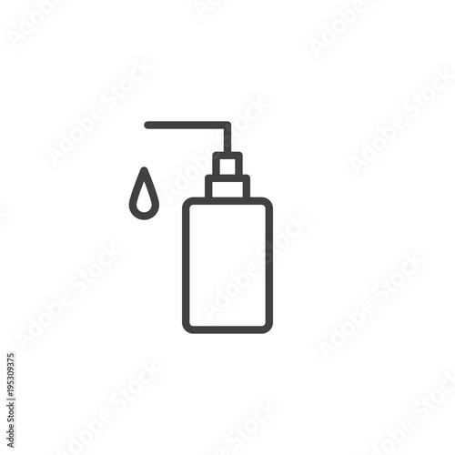 Hand soap outline icon. linear style sign for mobile concept and web design. Liquid soap bottle simple line vector icon. Symbol, logo illustration. Pixel perfect vector graphics