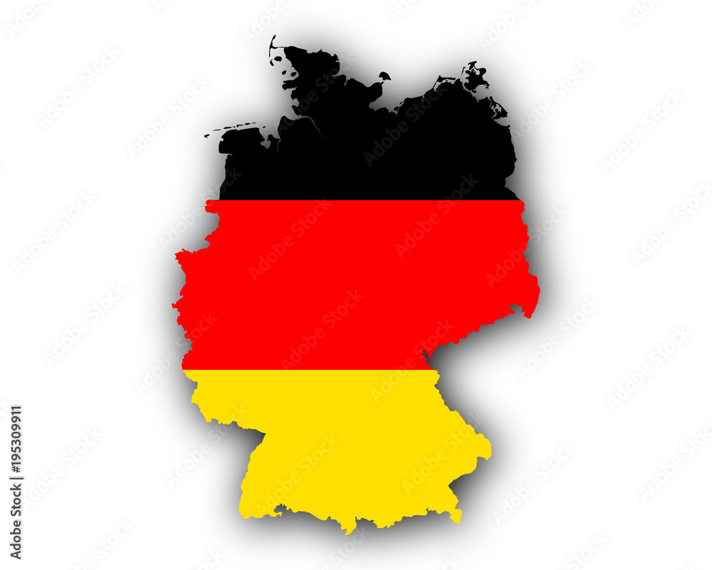 Karte und Fahne von Deutschland Karte und Fahne von Deutschland