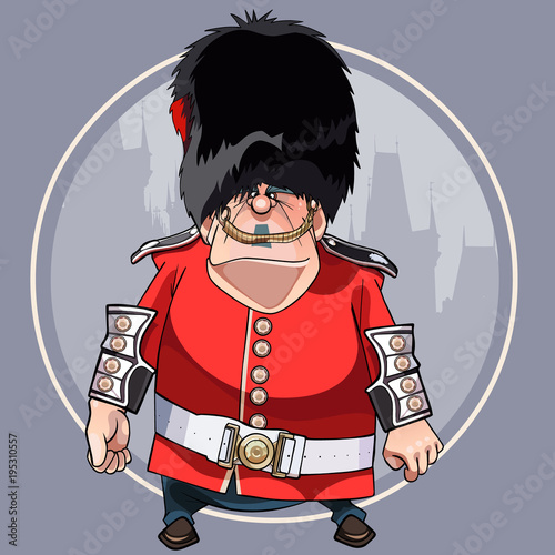 cartoon angry man in the clothes of a soldier of the Royal guard