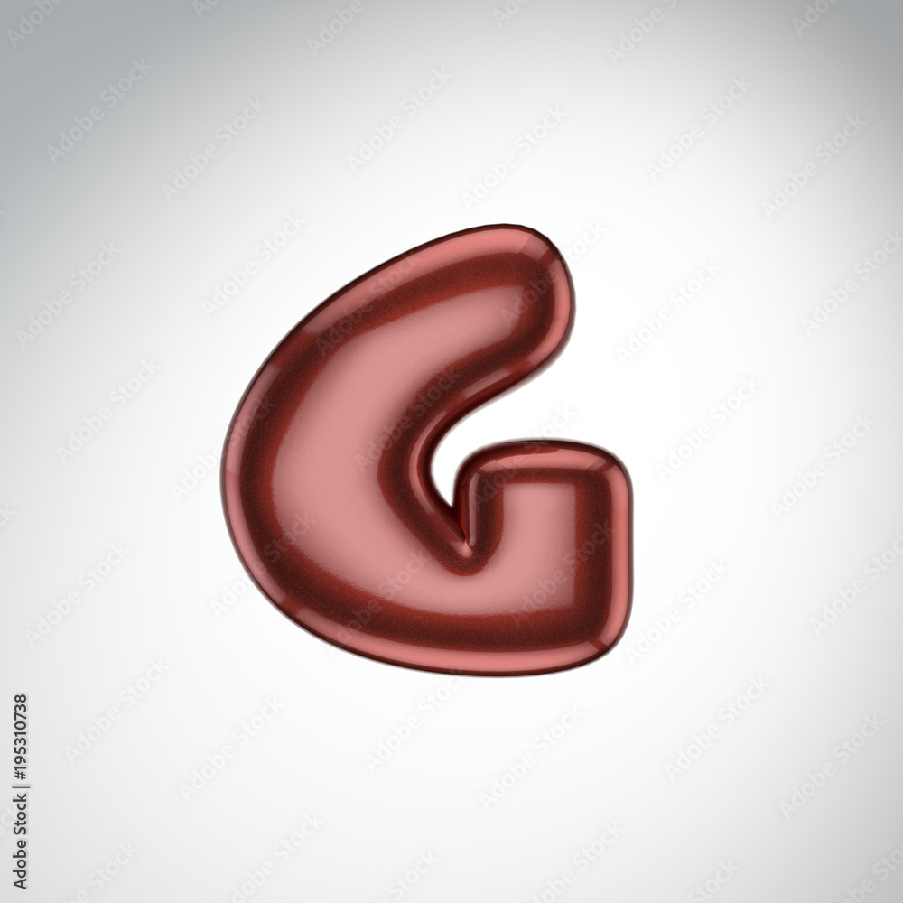 Glossy paint letter G. 3D render of bubble font with glint isolated on white background Glossy paint letter G. 3D render of bubble font with glint isolated on white background