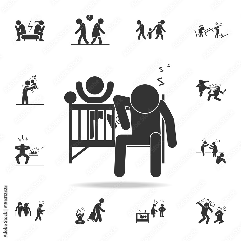 Sleepless nights of parents, not a sleeping child icon. Detailed set of illustration bad family icons. Premium quality graphic design. One of the collection icons for websites