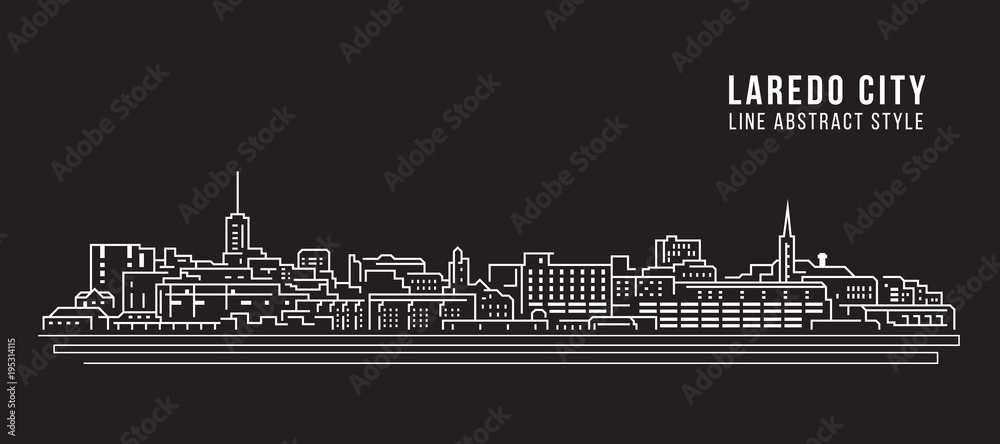Cityscape Building Line art Vector Illustration design - laredo city