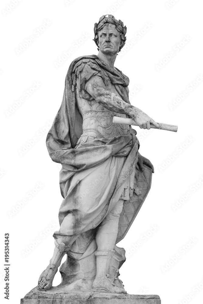 Photographie Roman emperor Julius Caesar statue isolated over white  background - Acheter-le sur Europosters.fr