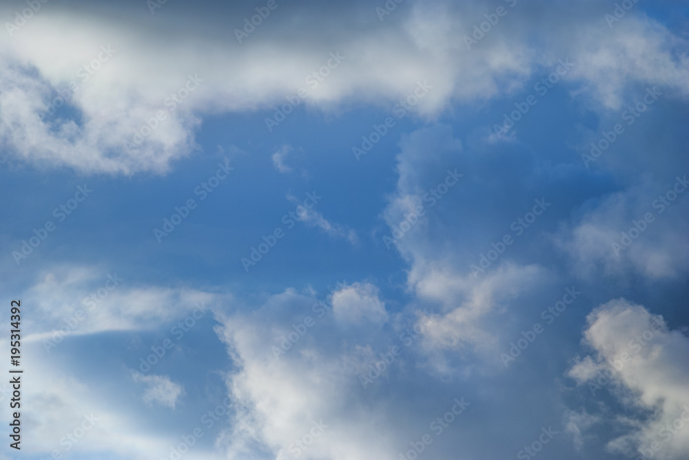 Dense blue sky with clouds