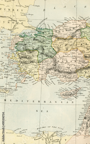 Fototapeta Naklejka Na Ścianę i Meble -  Vintage Map of Turkey - Early 1800 World Maps