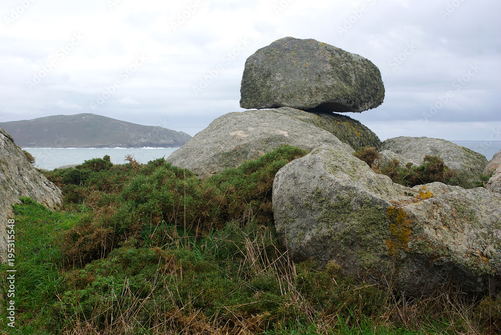 Stones at the shore of the Atlantic Ocean, Costa de Morte, Muxia, northwestern Spain