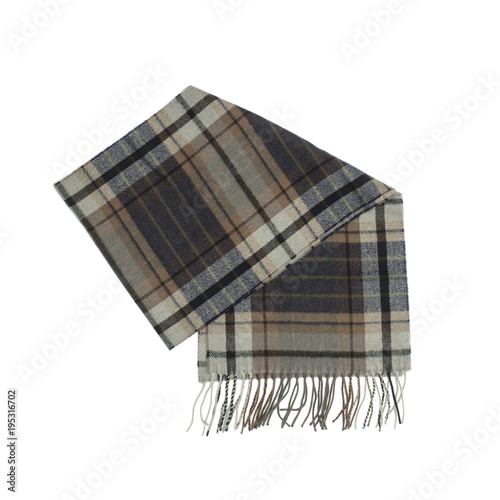 men's plaid scarf isolated on white