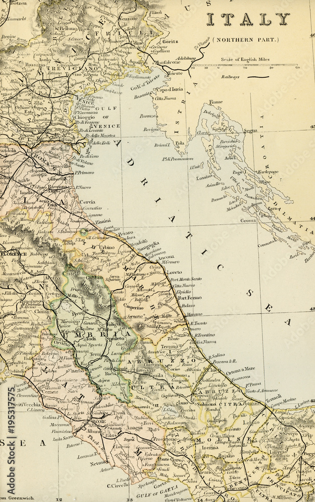 Fototapeta premium Antique Map of Italy - Early 1800 Vintage Maps of the World